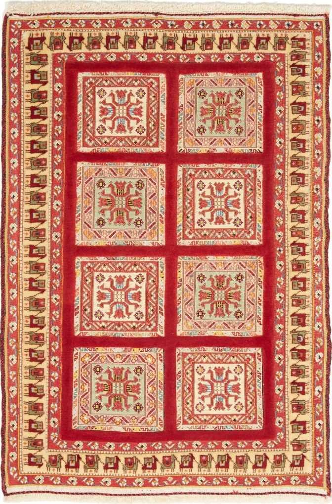Tappeto 90x70 Rosso (Iran) Annodato A Mano