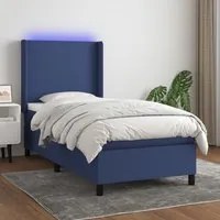 Letto a Molle con Materasso e LED Blu 90x200 cm in Tessuto cod mxl 38104