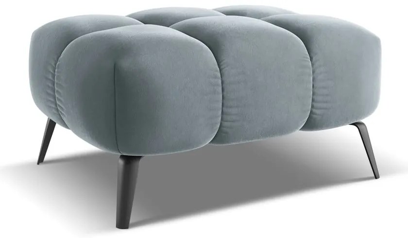 Poggiapiedi azzurro con rivestimento in velluto Nalu – Makamii