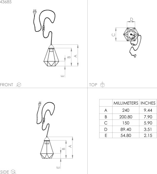 Eglo 43685 - Luce da tavolo con presa TARBES 1xE27/60W/230V