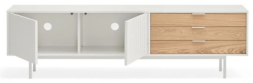 Mobile TV bianco-colore naturale effetto rovere 180x52 cm Sierra – Teulat