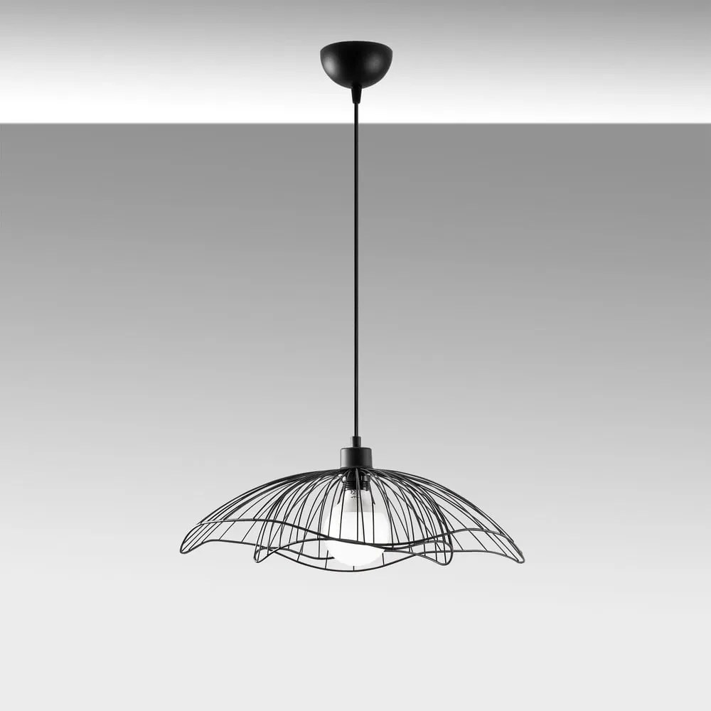 Lampadario nero con paralume in metallo ø 50 cm Farac – Opviq lights