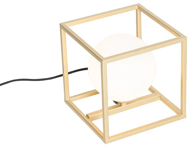 Lampada da tavolo di design oro con vetro bianco - Aniek