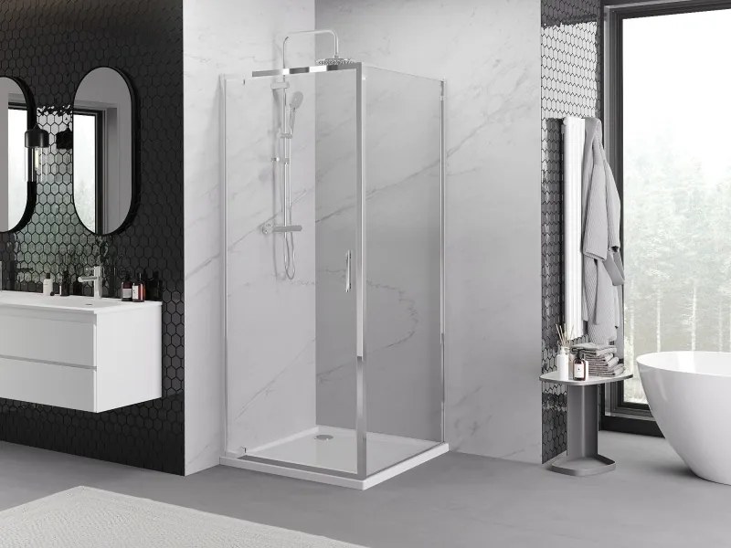 Mexen Exo-BR cabina doccia a battente 90 x 90 cm, trasparente, cromato - 8181-090-090-01-00