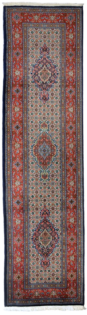 Moud Tappeto 300x80 Beige (Iran) Annodato A Mano