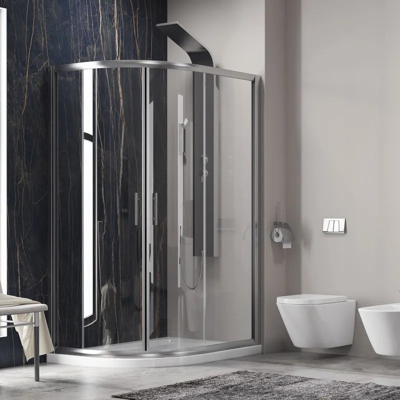 Box doccia stondato 100x80cm vetro trasparente KAM-K270 - KAMALU