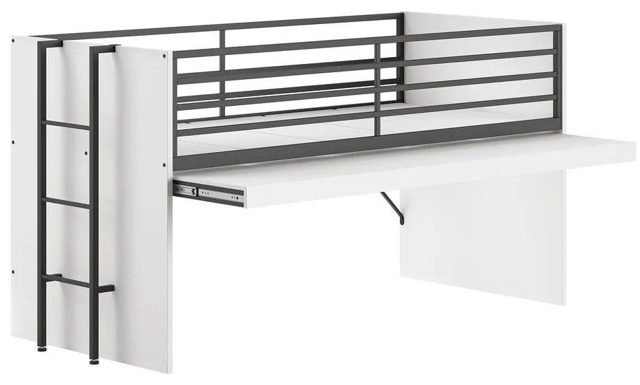 Letto da bambini rialzato bianco con rete inclusa 90x200 cm Sam – Vipack