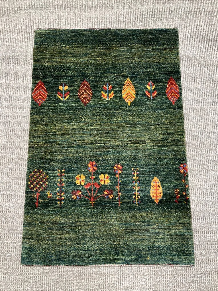 Loribaft Tappeto 90x60 Verde (Iran) Annodato A Mano