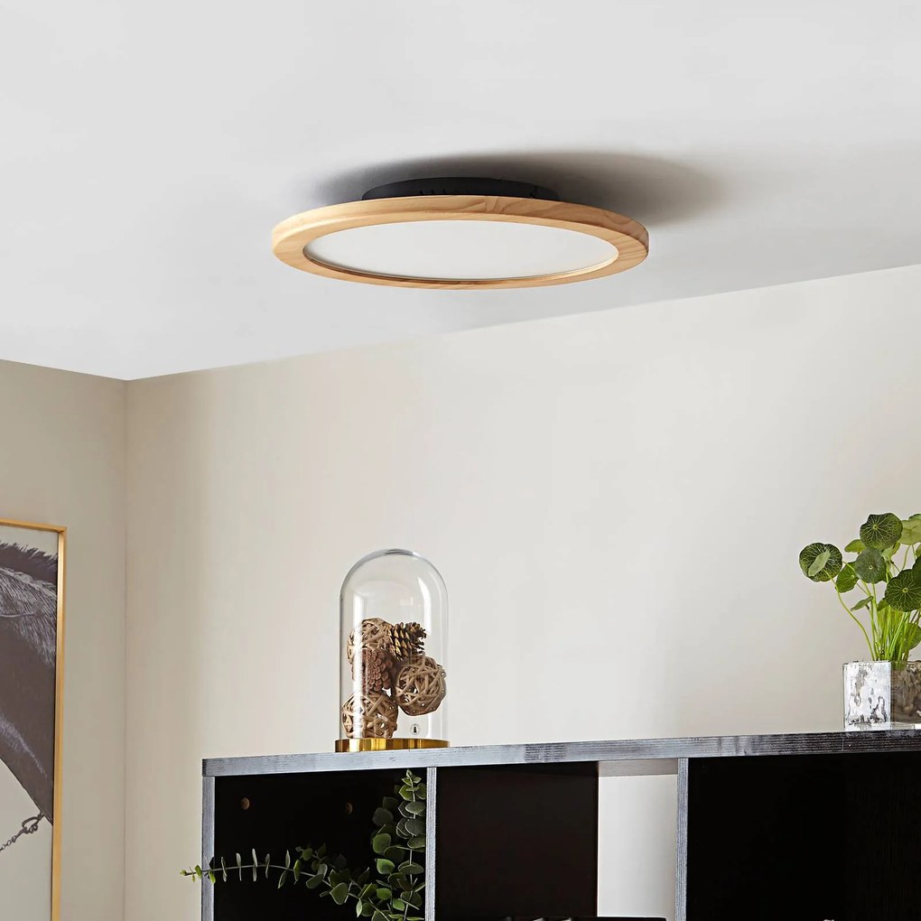 Plafoniera a LED Joren Lucande, dimmerabile, Legno chiaro, Soggiorno / Sala da pranzo, Legno, Campagna / Rustiche, Plafoniera LED