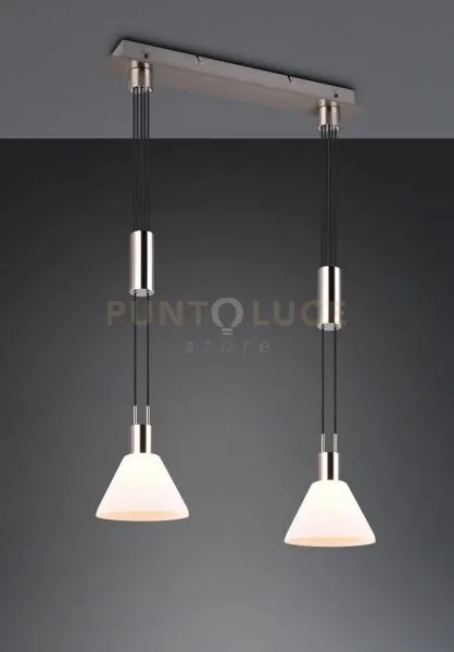 Stanley sospensone metallo acciaio con 2 diffusori vetro bianco con...