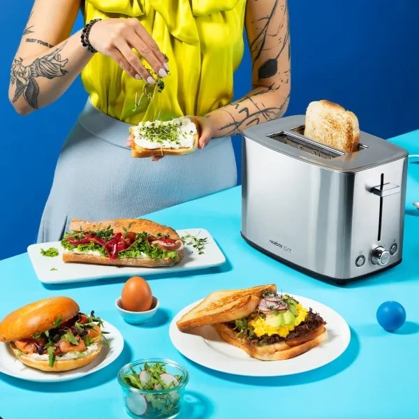 Niceboy ION Cruncher C4 - Tostapane a due fori e tostatore 850W/230V in acciaio inox