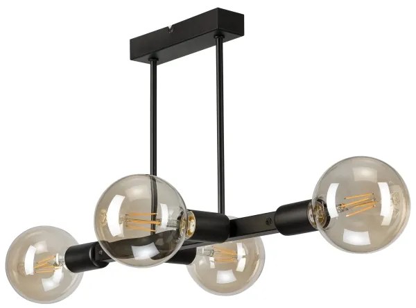 Lampadario a sospensione con supporto rigido ASTRID 4xE27/60W/230V nero