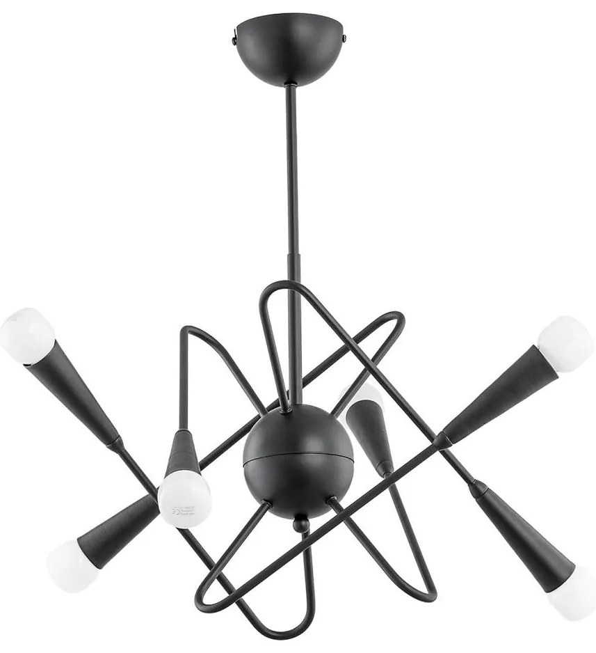 Lampadario a sospensione con supporto rigido APPER 6xE14/10W/230V nero