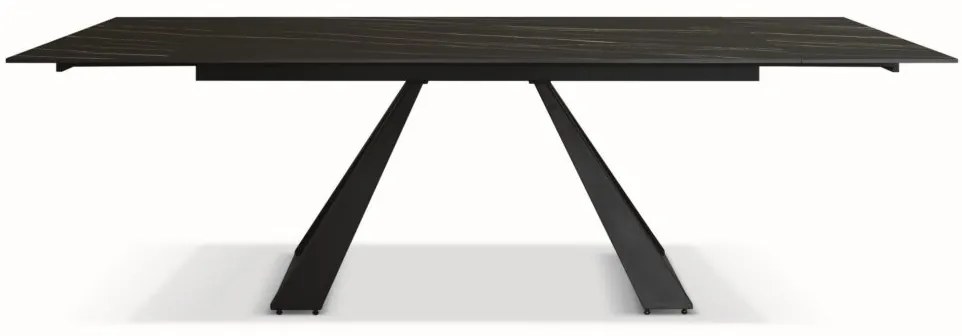 Tavolo AJACCIO in vetroceramica effetto marmo nero con gambe a piramide in metallo antracite, allungabile 160&#215;90 cm &#8211; 240&#215;90 cm