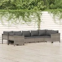 Set Divani da Giardino 7 pz con Cuscini in Polyrattan Grigiocod mxl 76687