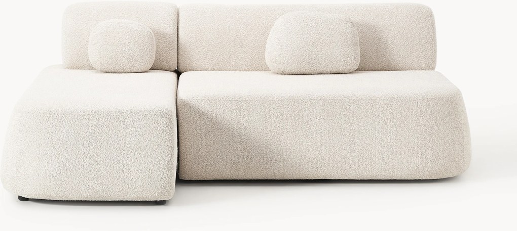 Divano letto angolare 2 posti in teddy-bouclé Pao