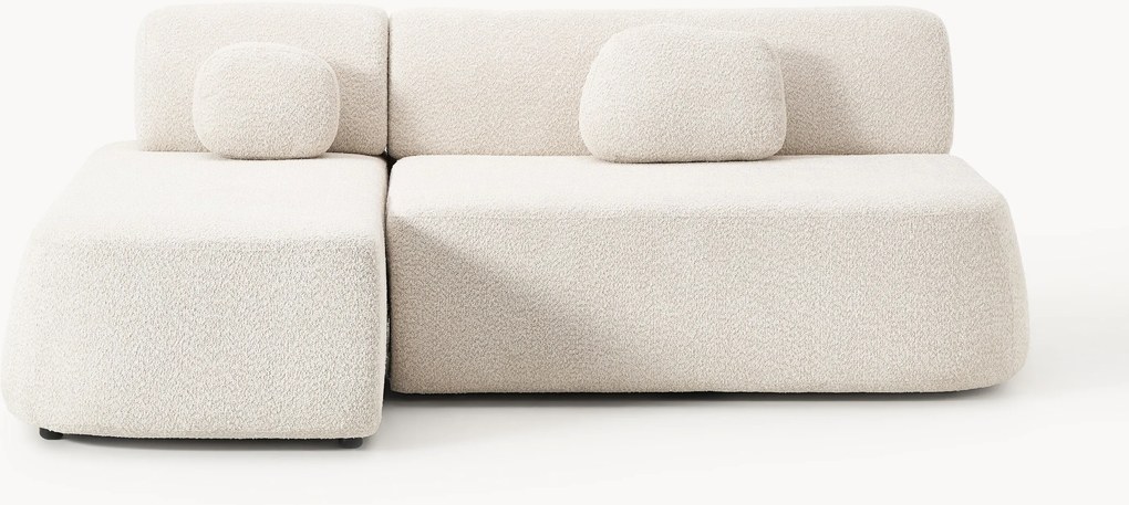 Divano letto angolare in teddy-bouclé con contenitore Pao