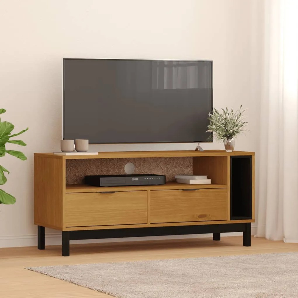 Mobile Tv Flam 110x40x50 Cm İn Legno Massello Di Pino /