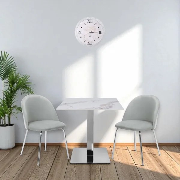 Sedia da pranzo in velluto Grigio Chiaro con gambe in metallo Cromo - PARIS 2 sedie