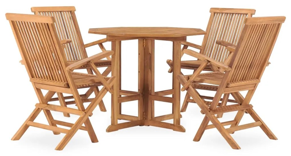 Set da pranzo da giardino 5 pz pieghevole in massello di teak