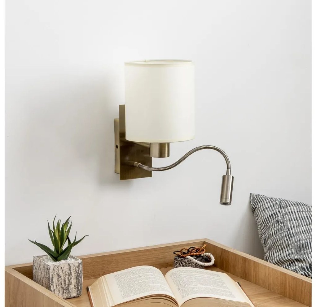 Brilagi - LED Lampada flessibile da muro NUBILA 1xE27/25W/230V + LED/3W ottone/color crema