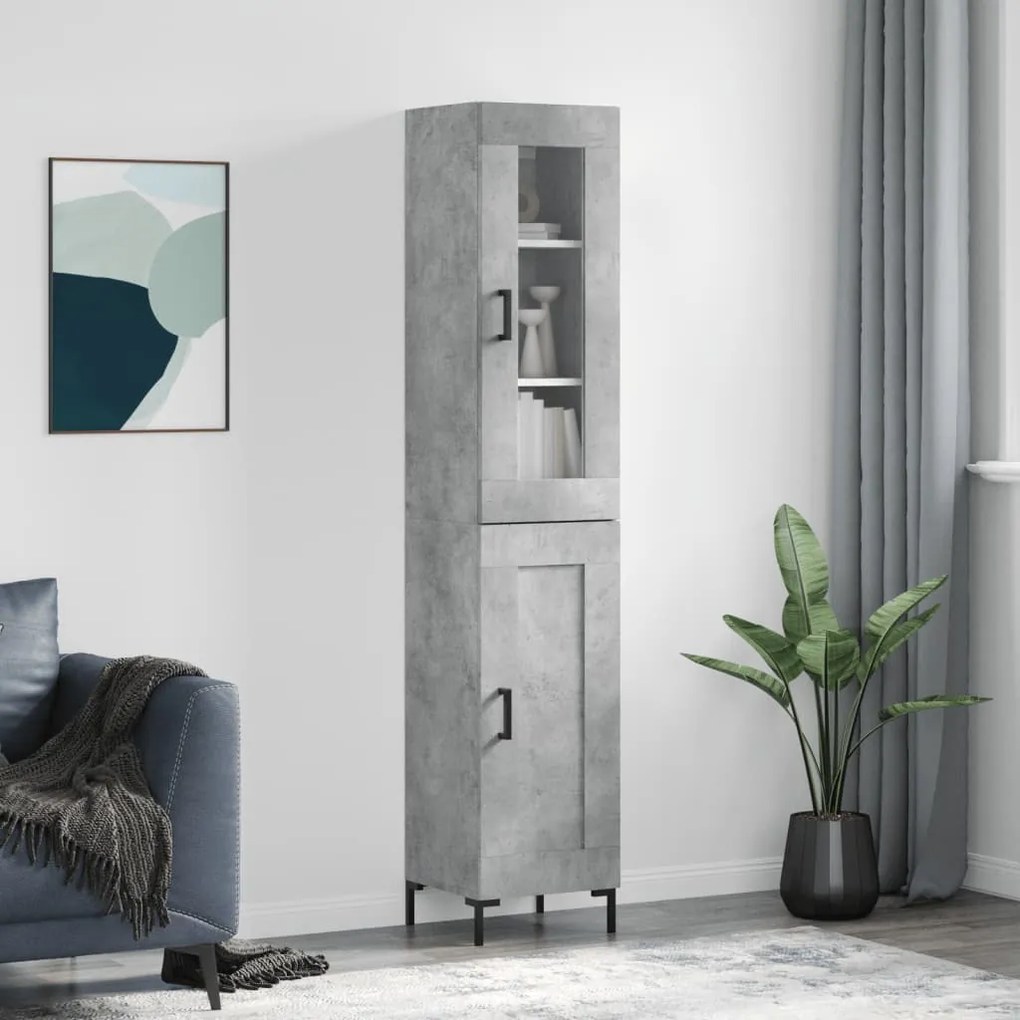 Credenza Grigio Cemento 34,5x34x180 Cm İn Legno Multistrato /
