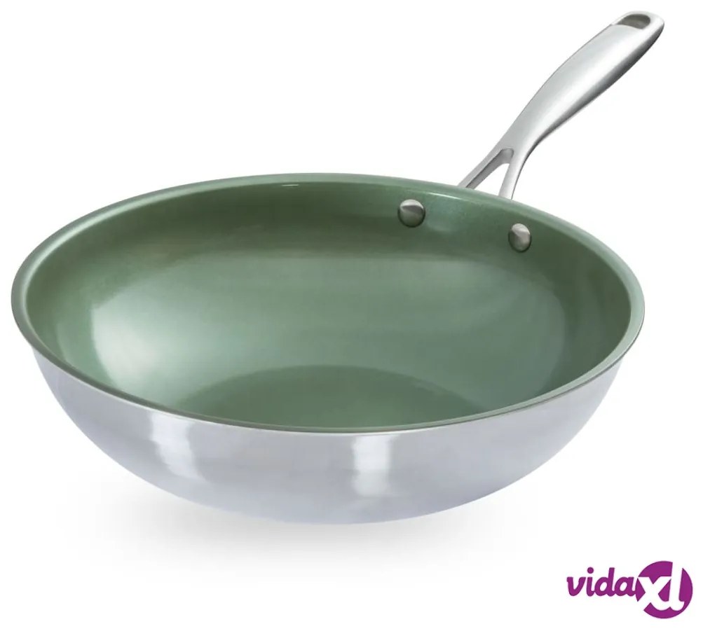 Just Vegan Padella Wok ECO CeraVegan 28 cm Acciaio Inossidabile Verde
