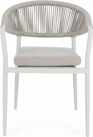 Sedia Da Esterno Impilabile Con Braccioli In Alluminio E Corda Millor Bianco JA61 Bizzotto