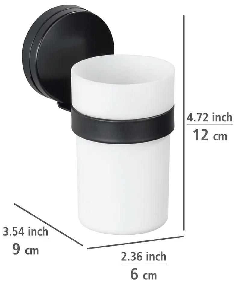 Static-Loc® Plus coppa a parete bianca e nera per spazzolini da denti Pavia - Wenko