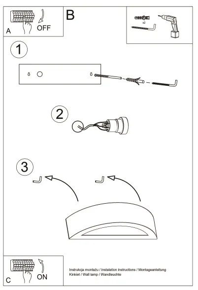 Sollux SL.1459 - Applique ATENA 1xE27/15W/230V 30 cm bianco