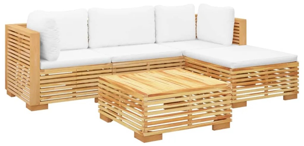 Set divani da giardino 5 pz con cuscini legno massello di teak