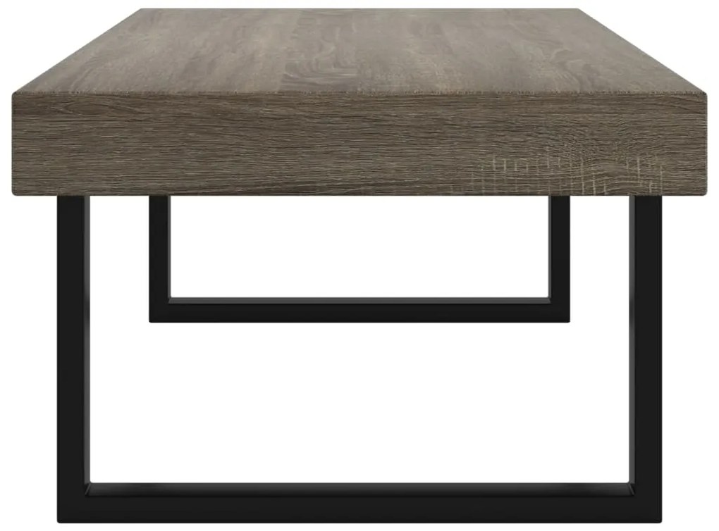 Tavolino da salotto grigio e nero 120x60x40 cm in mdf e ferro