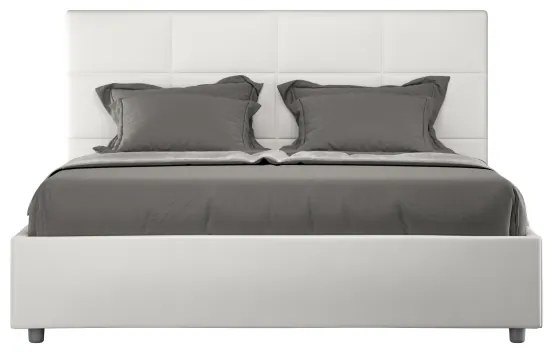Letto matrimoniale contenitore imbottito 160x190 similpelle bianco Mika