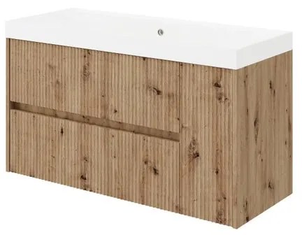 Mobile sottolavabo e lavabo Portofino per vasca centrale rovere oro in mdf L 100 x H 50.5 x P 40 cm, 1 anta 2 cassetti