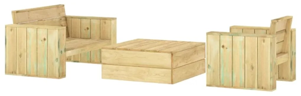 Set Salotto da Giardino 3 pz Legno Massello di Pino Impregnato