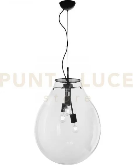 Lampadario a sospensione azuma trasparente 3 luci attacco e27 48x19...