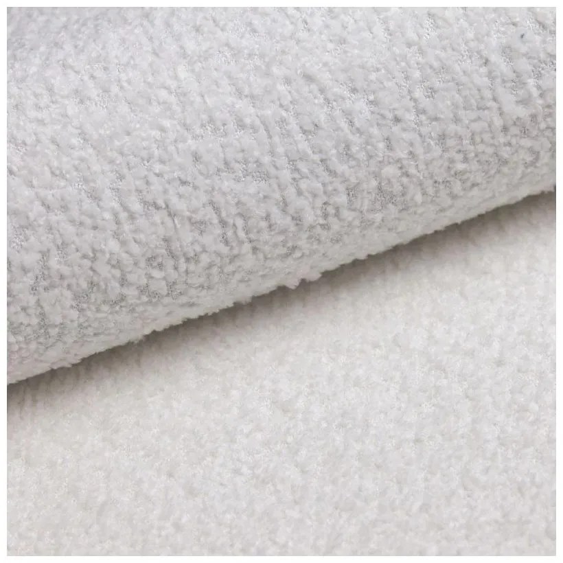 Sgabello in tessuto bouclé bianco Ariella - Ropez