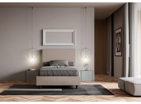 Letto contenitore imbottito 120x210 similpelle tortora Focus