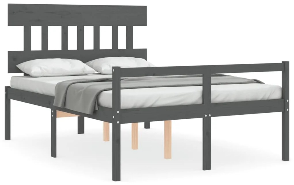 Letto per Anziani con Testiera Grigio Double in Legno Massello