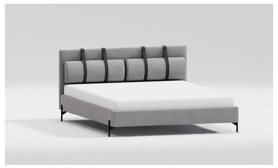 Letto matrimoniale imbottito grigio chiaro con griglia 160x200 cm Tulsa - Ropez