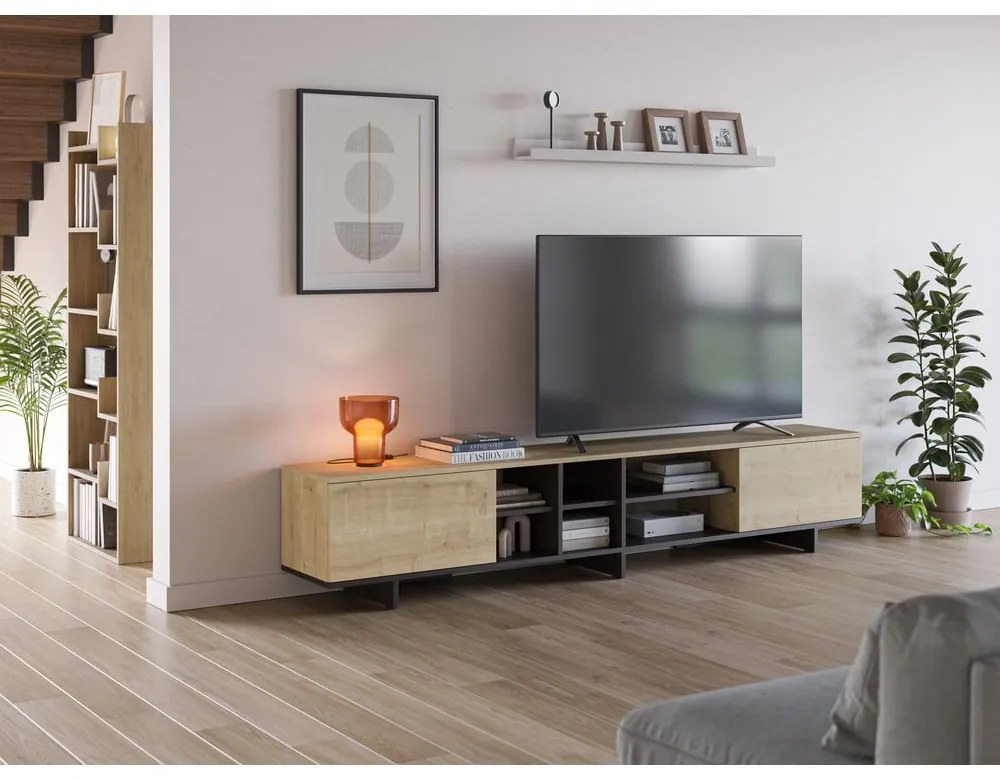 Tavolo TV in rovere di colore naturale 230x44 cm Cequoia - Marckeric