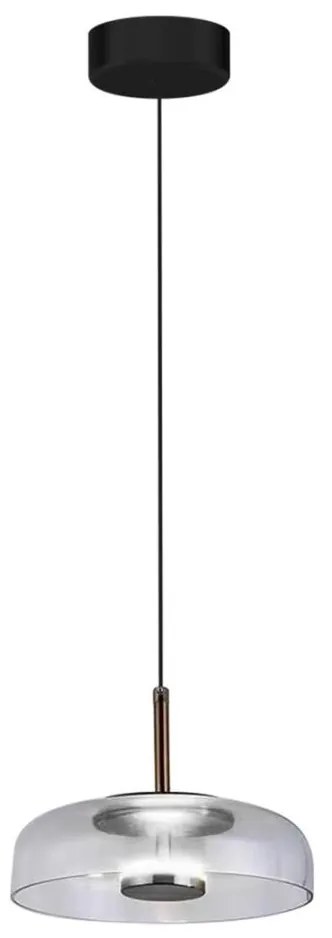 Lampadario LED a sospensione con filo VETRO LED/6W/230V diametro 23 cm grigio/nero