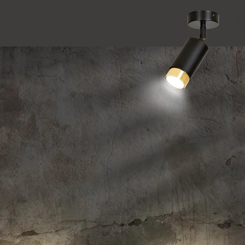 Lampada da soffitto e parete in Acciaio HIRO GU10 Colore del corpo Nero e Oro