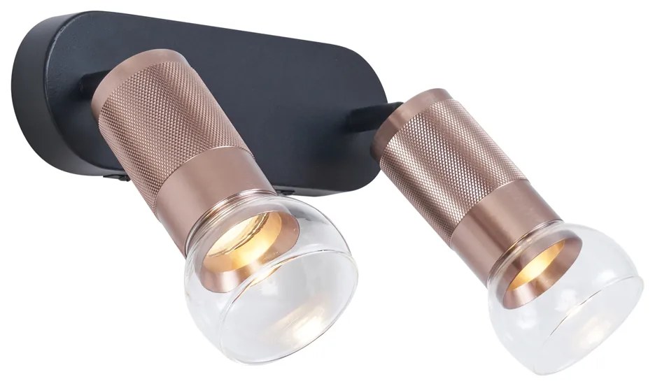 Faretto da soffitto arrotondato bronzo scuro 2 luci regolabile - Veerle