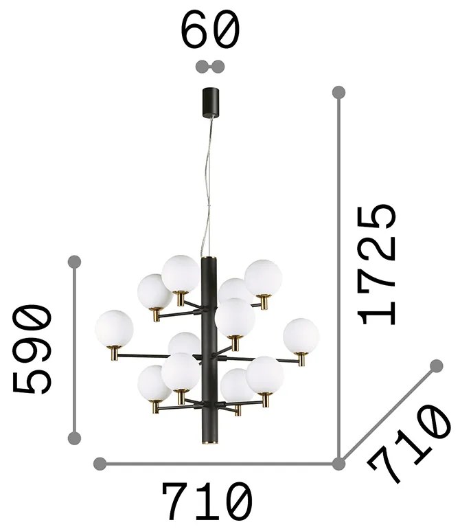 Sospensione Contemporanea Copernico Metallo Bianco 12 Luci 3W 3000K Luce Calda