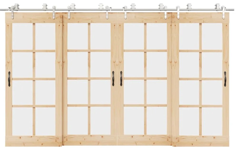 Kit Binari Porta Scorrevole 366 Cm Acciaio Inossidabile Argento /