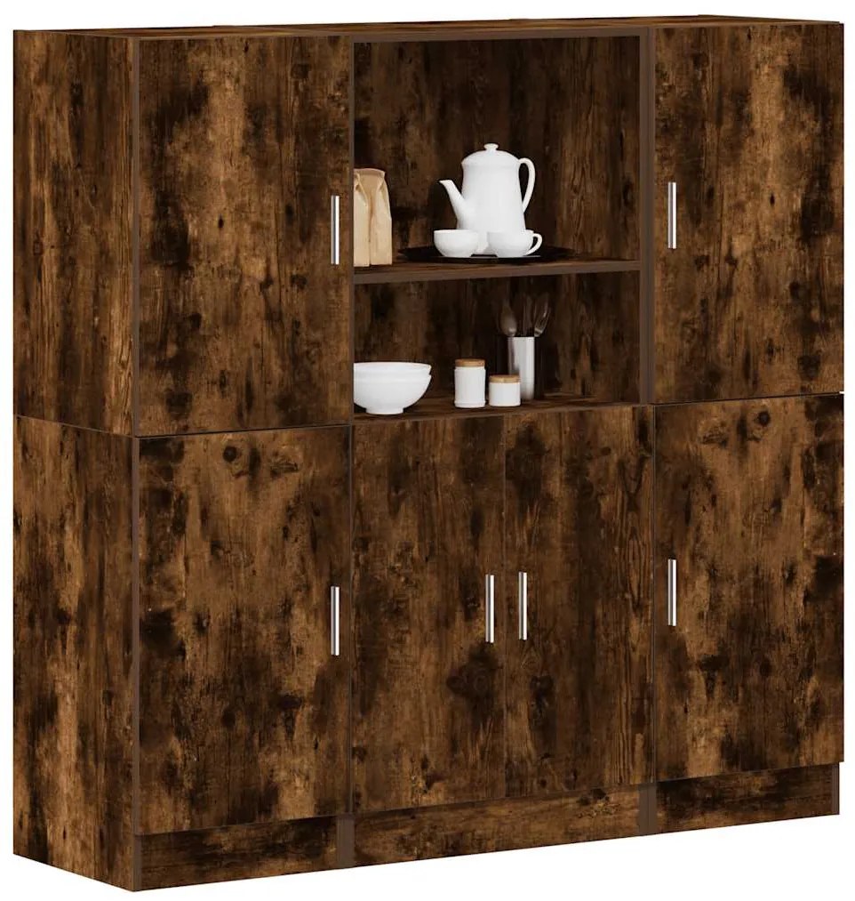 Set Di Mobili Da Cucina 3 Pz Rovere Fumo İn Truciolato /