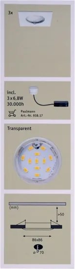 Paulmann 92760 - SET 3xLED/6,8W Lampada da incasso per bagni COIN 230V IP44