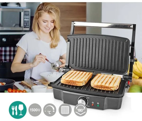 Nedis KAGR131FSR - Griglia a contatto 1500W/230V