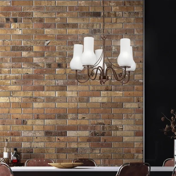 Brilagi - LED Lampadario a sospensione con catena COTTAGE 5xE14/40W/230V marrone/bianco